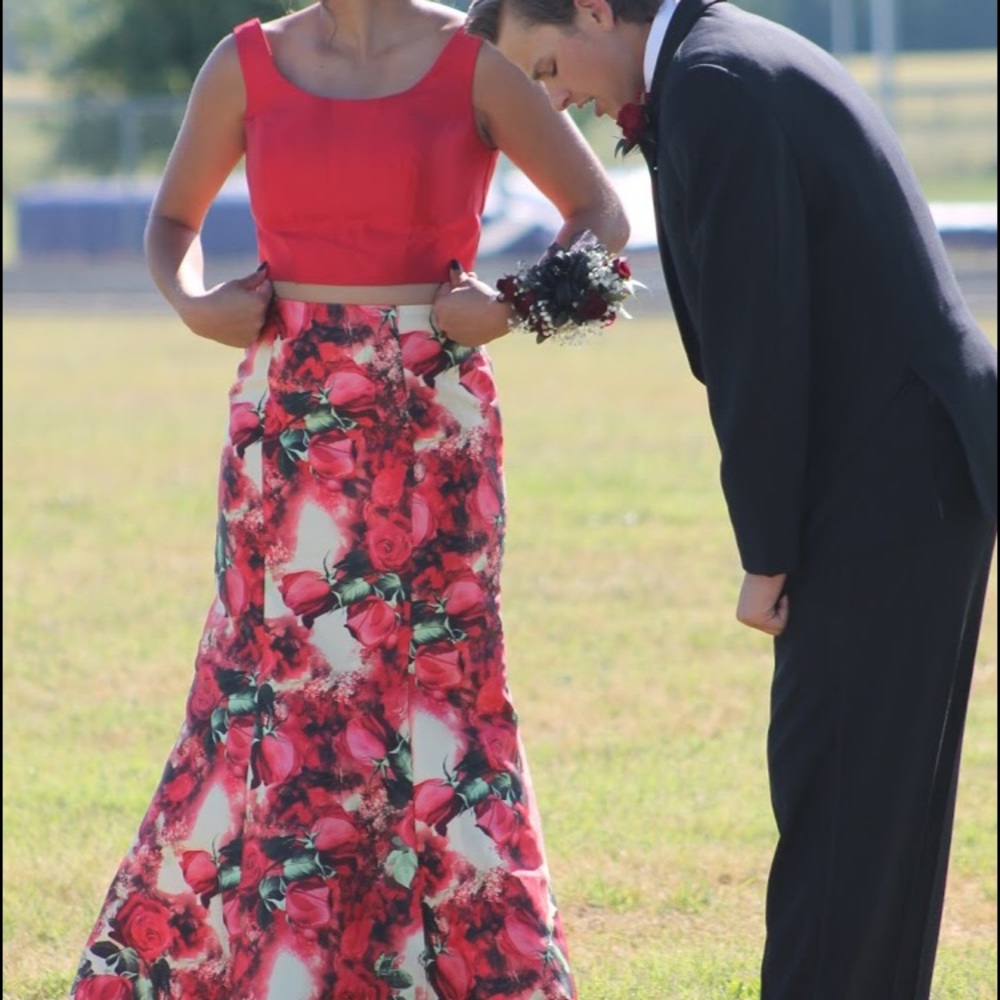 Red Floral Prom Dress